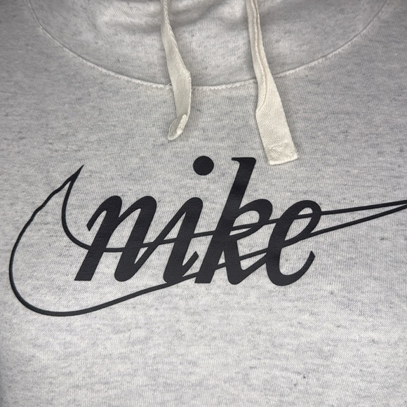 Nike Striped High Tie Hoodie Women’s Large Front Logo Kangaroo Pocket - Picture 1 of 9